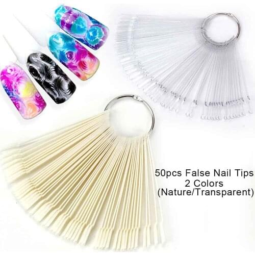 False Nail Tips Fan Finger Manicure UV Gel Polish Ultra Clear Natural Full False Acrylic Nail Capsule Tip Nail Art Display Tool
