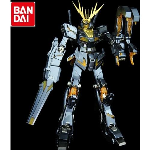 Original Bandai Gundam Anime Figure MG 1/100 RX-0 UNICORN GUNDAM-02 BANSHEE Metal Colouring Assembling Model MG Black Unicorn 2