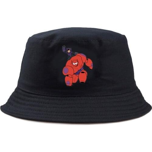 Disney Big Hero Cartoon Bucket Hat Casual Spring Panama Reversible Harajuku Fisherman Fashion Gorros Colorful Summer Cool