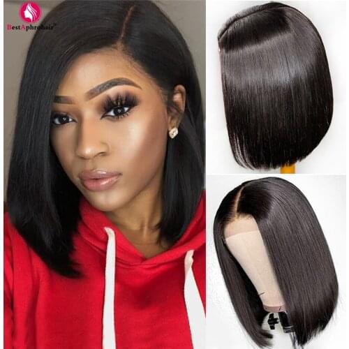 Bob Wig Lace Front Human Hair Wigs for Black Women 13X4 Pre Plucked Wig Brazilian Bone Straight Hair Lace Wig BESTAPHROHAIR
