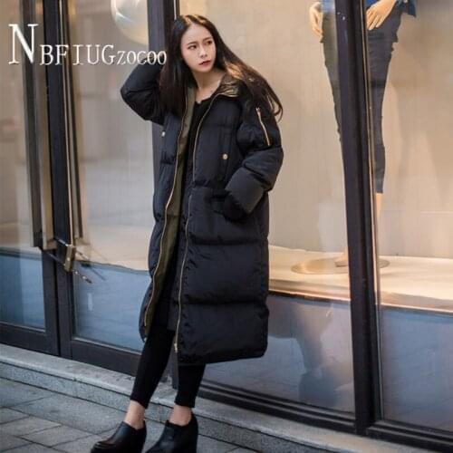 2020 New Korean Bf Style Women Parkas Winter Black M-3XL Pocket Female Overcoat