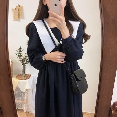 New Plus size Autumn Dress Girls Boho Party Female Vintage Dress plaid buttons Long Sleeve Women Dresses Long shirt Robe Vestido