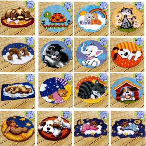 Prajna Latch Hook Cushion Animals Carpet Embroidery Needlework Crochet Pillows Accessories DIY Latch Hook Rug Kit Cross Stitch