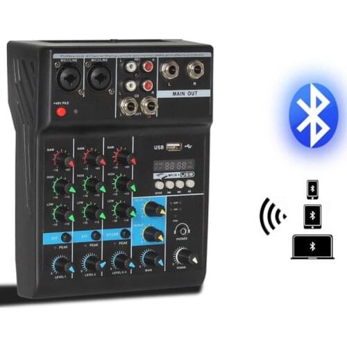 Professional Mixer 4 Channels Bluetooth Sound Mixing Console for Karaoke