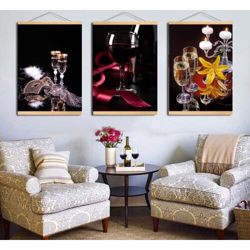 Red Wine Romantic Wall Posters Print On Canvas Paintings Wall Art Pictures for Living Room Restaurant Kitchen Room Decoration