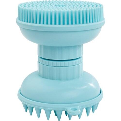 Dog Bath Brush, Pet Massage Brush Shampoo Dispenser, Soft Silicone Brush for Long Short Haired Dogs and Cats Shower Grooming