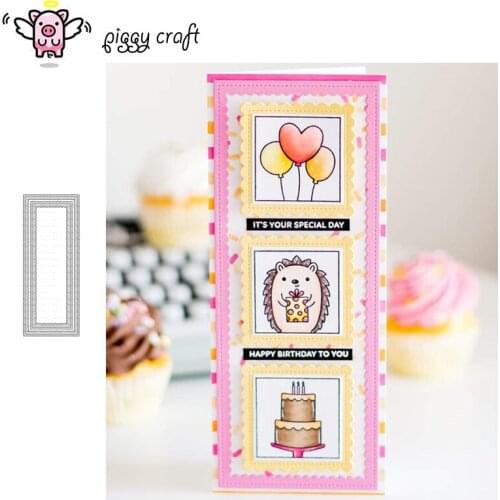 Piggy Craft metal cutting dies cut die mold Slimline-Scallop Frames Scrapbook paper craft knife mould blade punch stencils