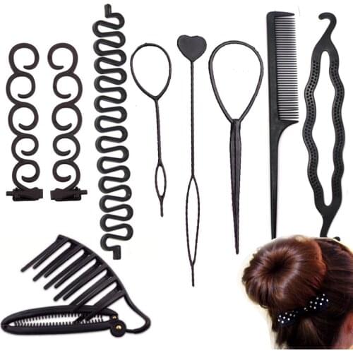 Women Hair Styling Tools for Girls Hair Accessories Multi Style Braiding Tools DIY Bun Maker Hairpins Ties Twist Hair Bands
