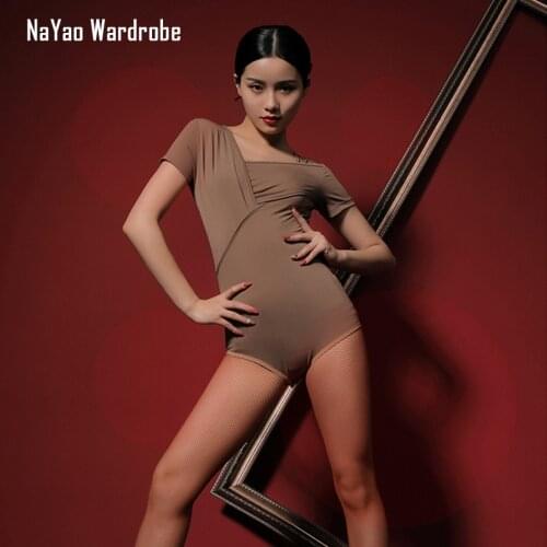 2020 New Latin Dance BodySuit for Women Short Sleeve Tops for Ballroom Samba Tango Chacha Belly Dancing Performamnce L1142