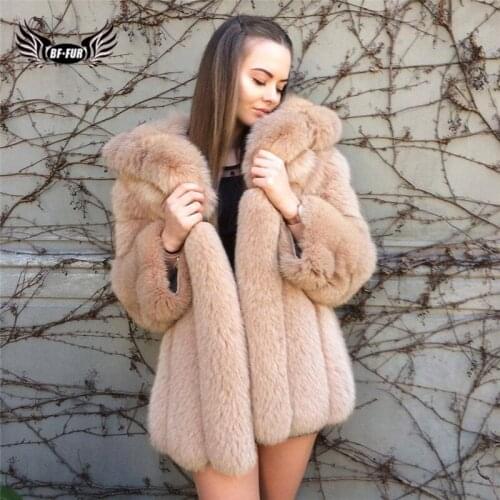 Winter Warm Women Genuine Fox Fur Jacket With Big Hood Wholeskin Natural Real Fox Fur Coat 2020 Luxury Fur Coats Female Outwear