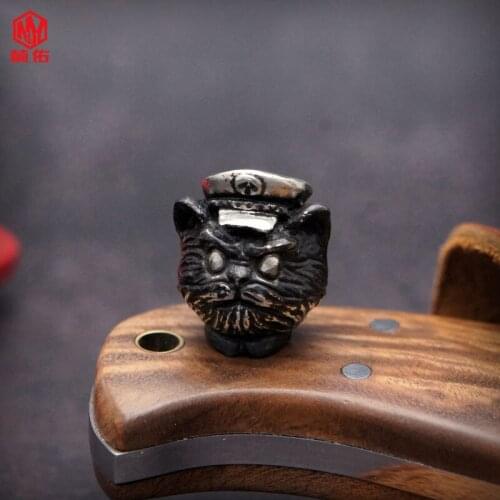 1PCS Outdoor DIY Tool EDC Paracord Knife Bead Black Cat Police Officer Lanyard Pendant Key Ring Accessory