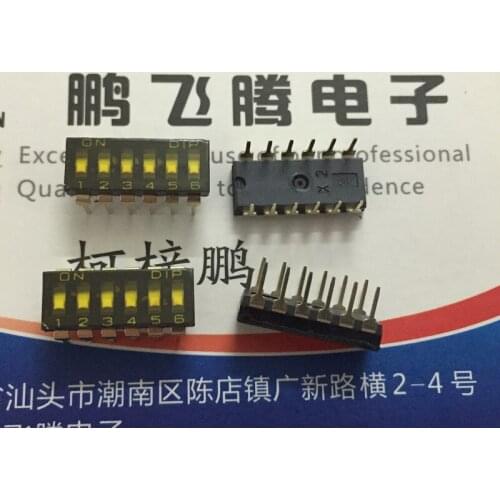 1PCS Taiwan Yuanda DIP NDIR-06H-T-V dial code switch 6-bit key type flat dial straight plug 2.54 spacing