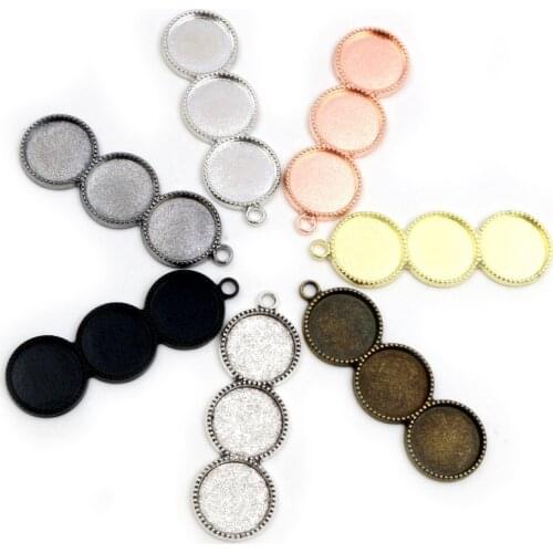 10pcs 12mm Inner Size Three Cameo Cabochon Blank Base Setting Pendant Bezel Trays DIY Necklace Pendant Jewelry Findings