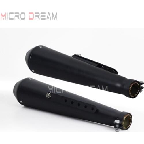2pcs Matte Black Motorcycle Exhaust Muffler Universal 17.5" Silencer Pipe 35mm - 41mm Baffle for Harley Chopper Scrambler Bobber