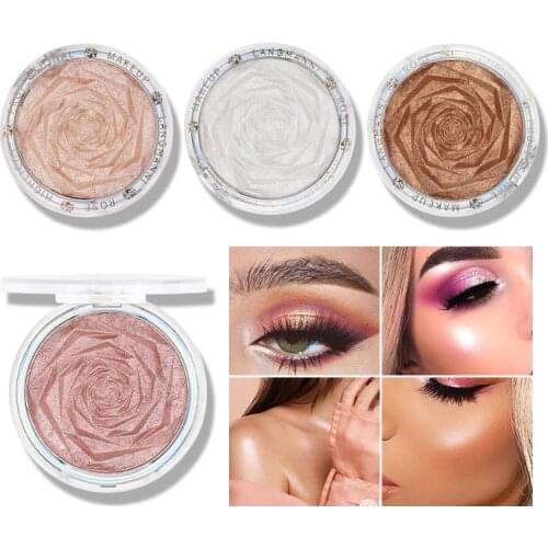 4 Colors Rose Highlighter Powder Glow Glitter Palette Face Contour Brighten Makeup Shimmer Illuminate Beauty Facial Cosmetics
