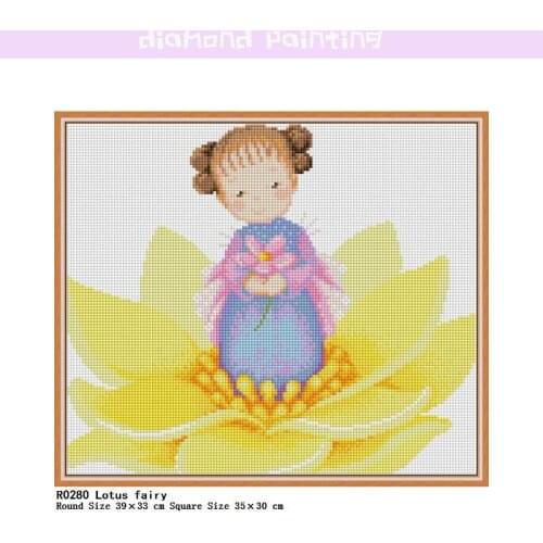 5D DIY Diamond Painting Kits Lotus Fairy Sets Round & Square Embroidery Mosaic Art Picture Rhinestone Full Drill Home Decor Gift