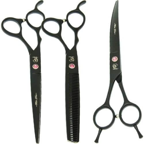 7.0" Japan 440C Professional Left Hand Pets Scissors for Dogs Grooming Left-Handed Animals Hair Cutting Thinning Tesouras B0057A