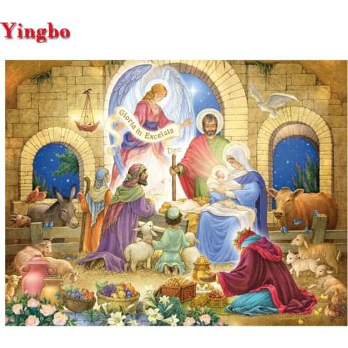 5D DIY Diamond Painting Cross Stitch Diamond Embroidery Birth of Jesus Diamond Mosaic religion Picture Of Rhinestones Home Decor