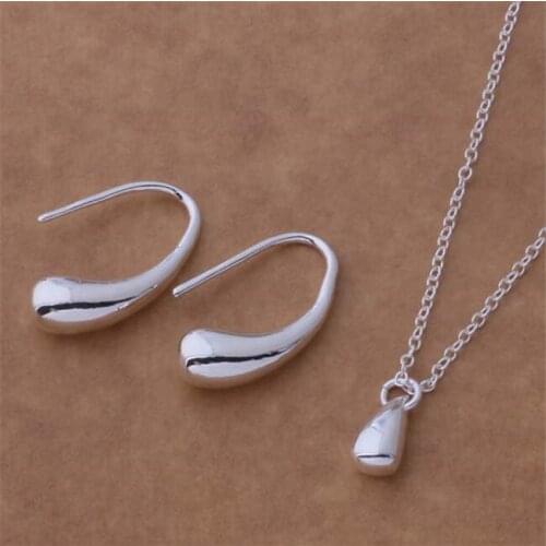 AS092 Hot Sale Silver Plated Color Jewelry Sets For Women Wholesale High Quality Classic Earring 172 + Necklace 681