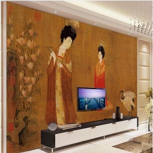 Beibehang Custom large - scale murals retro do old hairpin ladies Figure TV backdrop non - woven environmental wallpaper