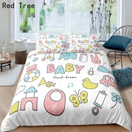 Cartoon Baby Accessory Bedding Set Bedclothes Girls Nordic Youthful Child Bed Set Twin Full Size Quilt Cover 135x200 Pillowcase