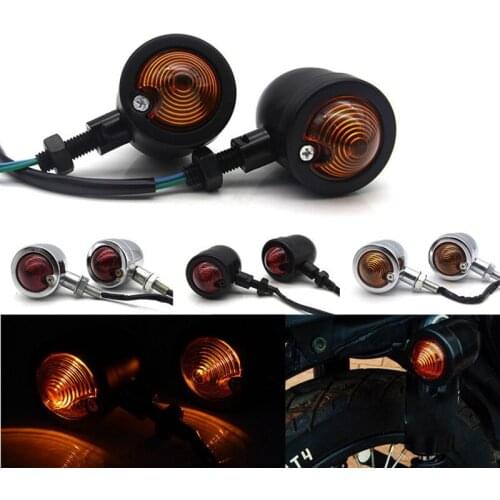 DHBH-1 Pair Motorcycle Bullet Turn Signals Indicator Light For Kawasaki Honda Suzuki Yamaha Cruiser Chopper Cafe Racer