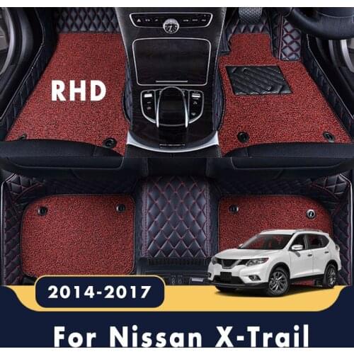RHD For Nissan X-Trail Rogue T32 2017 2016 2015 2014 Double Layer Wire Loop Carpets Decoration Protect Car Floor Mats Interior