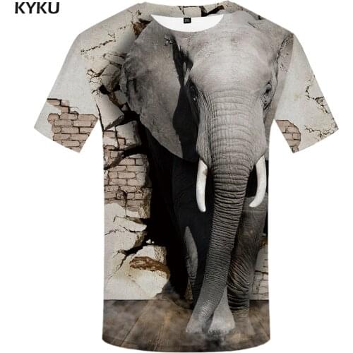3d Tshirt Elephant T-shirt Men Animal Tshirts Casual Wall Anime Clothes Abstract Shirt Print Gray Funny T shirts Mens Clothing