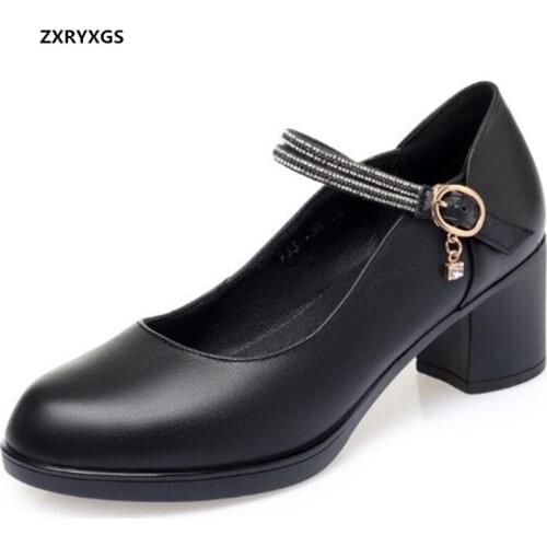 Hot Promotion 2021 New Fashionable Women High Heel Shoes Elegance Black Genuine Leather Rhinestone Shoes Woman Large Size 35-43
