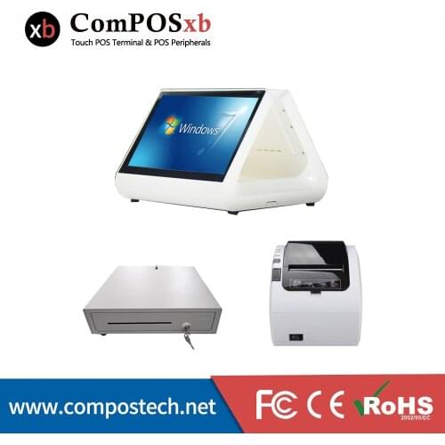 Hot selling 12 inch cash register double screen touch all in one pc with printer cash drawer for restaurant POS8812Pro