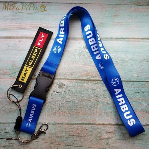 2 PCS Blue Airbus Fashion Black Cessna Lanyards Neck Strap Chaveiro EAT SLEEP FLY Key Chain llavero Lanyard for ID Card Holder