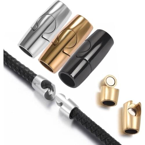 Stainless Steel Magnetic Clasps Leather Magnet End Cap Clasp Buckle Connector For Diy Charm Bracelets Jewelry Making Accessories