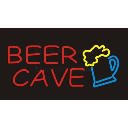 NEON SIGN For Open Bar cakes Beer Cave Real GLASS Tube Beer PUB Restaurant Signboard store display Shop Light Signs 17*14"