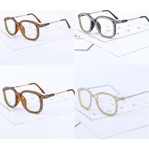 New Fashion Rhinestone Square Frame Sunglasses Trendy Retro Women Lady Sun Glasses