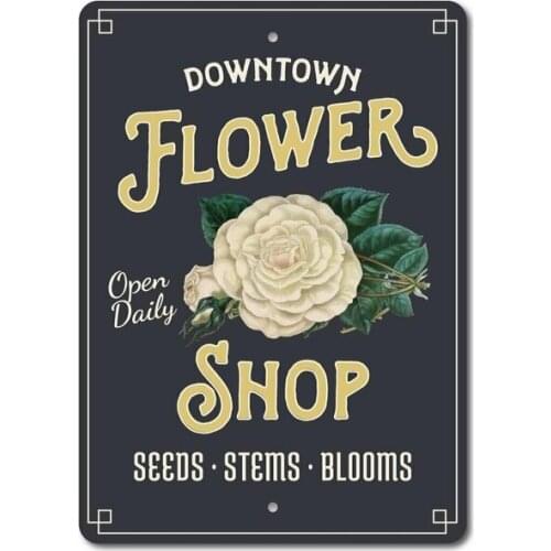 New Vintage Retro Metal Tin Sign Flower Shop Sign,Florist Flower Lover Garage Street & Home Bar