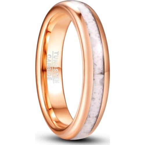 Nuncad 4mm White Marble Electric Rose Gold Tungsten Steel Ring Wedding Jewelry AAA Quality