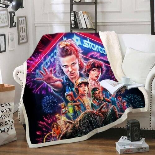 Movie Figure Stranger Thinings 3D Print Throw Blanket Cartoon Kids Flannel Blanket For Beds Home Textiles Luxury Adult Gift Hot