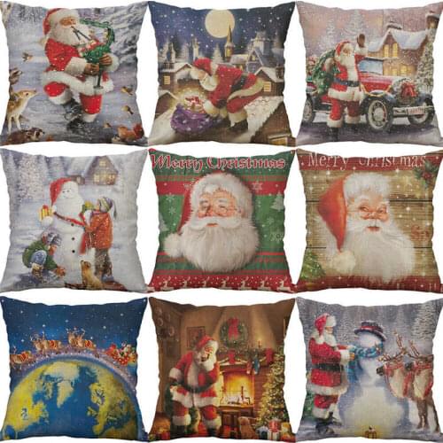 Pillow Decor Cotton Christmas Deer Cover Linen 18" Animal Cushion Home Case