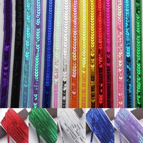 13mm width Trim Fabric Sequins Ribbon Tape DIY handmade accessories for craft Textile Sewing Wedding Dancing Garments Webbing