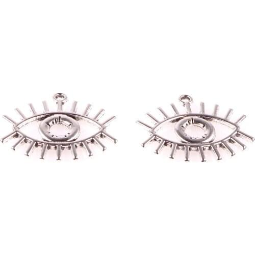 10pcs 25*22mm Eye Zinc Alloy Necklace Earring Bracelet Jewelry DIY Handmade Burnished Silver Charms
