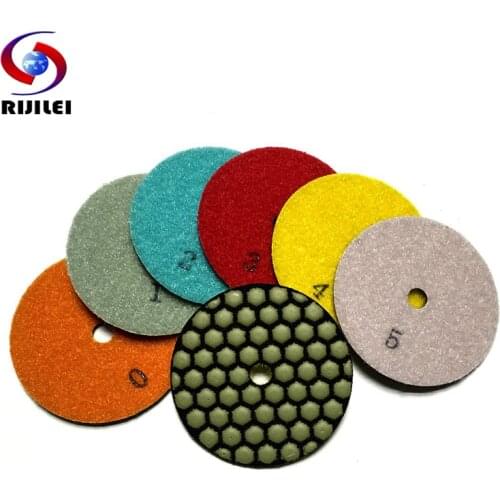 RIJILEI 6Pcs/Lot 80mm Dry Polishing Pad 3 Inch Flexible Diamond Polishing Pads Thin Granite Polishing Pads 3GM-6