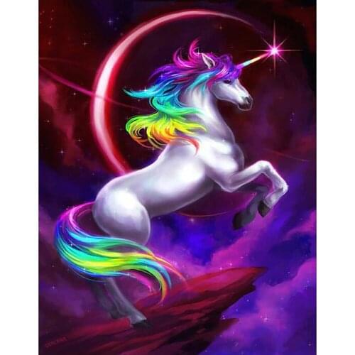 Full Square/round Diamond 5D DIY Diamond Painting Coloured Unicorn Embroidery Cross Stitch Rhinestone Mosaic Home Decor
