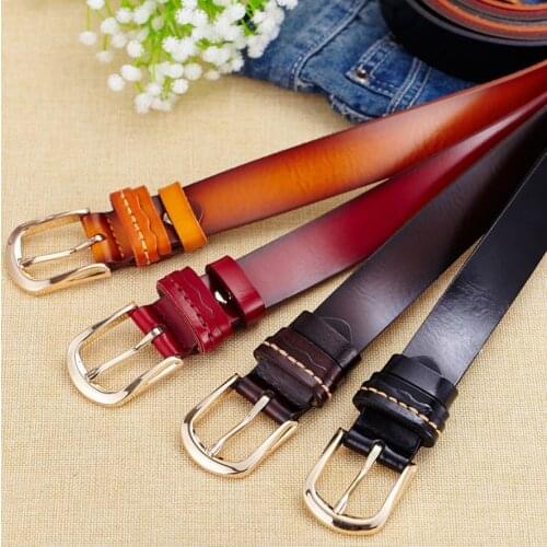Leather Belt for Women Buckle Belt Female New Fashion Brown Black Coffee Red Belt