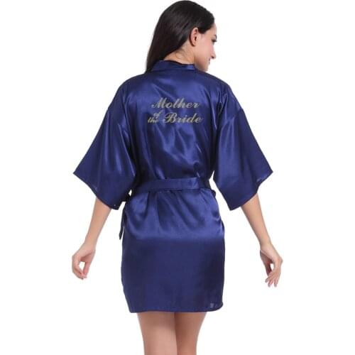 Print Letter Mother of the Bride Wedding Robe Silky Kimono Bathrobe Gown Women Satin Sleepwear Intimate Lingerie Home Clothes