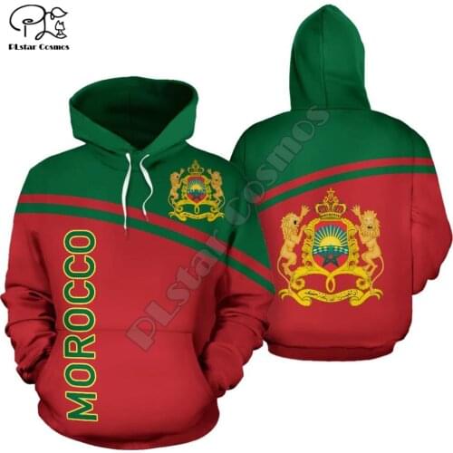 Men morocco flag 3d print hoodie long sleeve Sweatshirts jacket women unisex pullover tracksuit with hood hoody autumn outwear