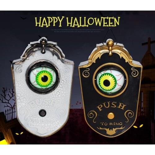 Halloween One Eyed Doorbell Decoration Horror Props Glowing Hanging Piece Whole Door Hanging Scary Doorbell Eyeball Bell Decor