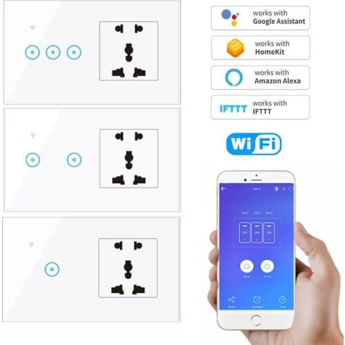 Smart Light Switch Wifi Touch Switch with universal Remote Control Work with 1 2 3 Gang 220V Tuya Smart Home Alexa Google