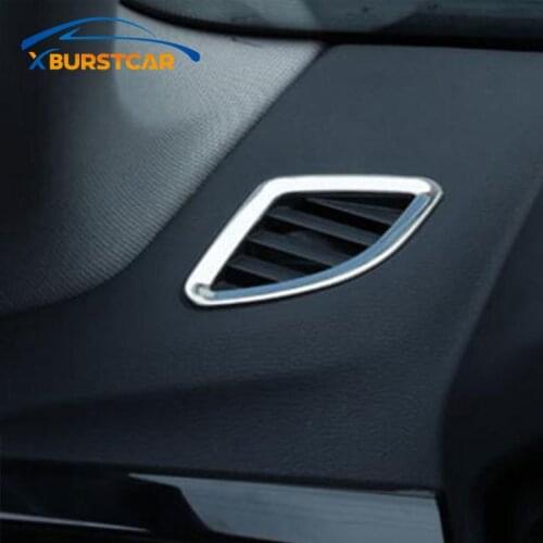 Xburstcar Car Chrome Front Air Vent Cover Trim Air Conditioning Sticker for BMW X1 F48 2016 2017 2018 Stickers Accessories