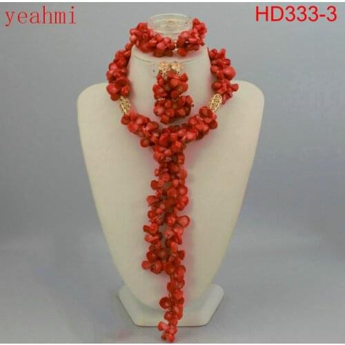 Nigerian Coral Jewelry Sets Coral Beads Necklace Set Nigerian African Wedding Beads Jewelry Sets Free Shipping HD333-1