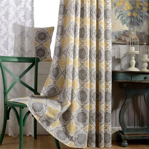 Red Gray Blackout Curtains for Living Room Print Farmhouse Hotel Cafe Window Door Curtain Panels Cotton Polyester Fabric Valance